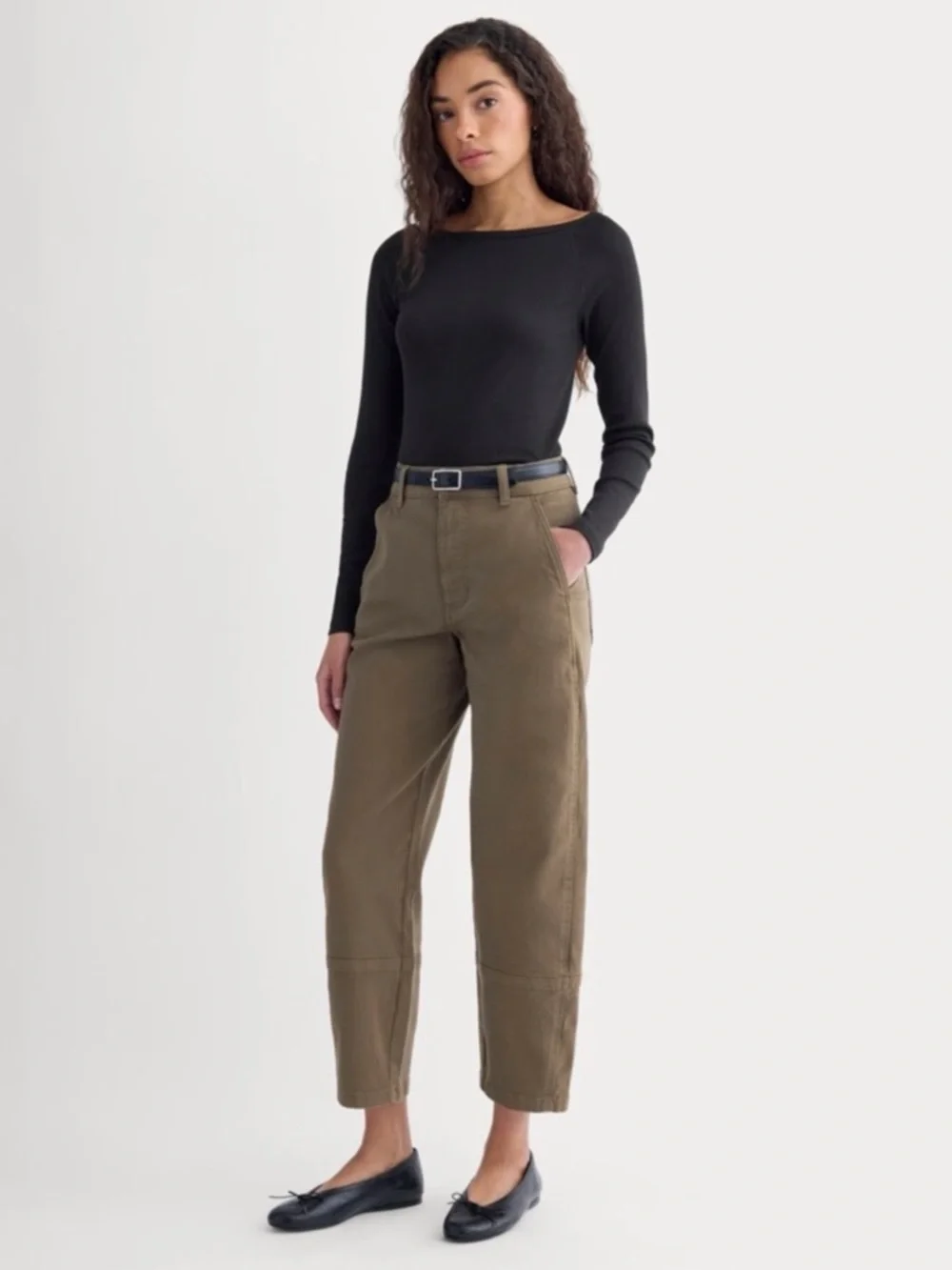 Everlane Utility Barrel Pants Olive Green 6 High Rise Cropped Organic Cotton - Picture 3 of 7